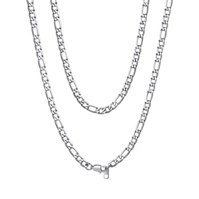 Afbeelding van ChainsHouse Herenketting van roestvrij staal, Figaro Punk schakelketting voor dames, lengte: 36/46/51/55/61/66/71/76 cm, breedte: 4/6/9/13 mm, nauwsluitende ketting. Grootte: dikke, kleine steen, zilverkleurig/goud/zwart], sieradencadeau vrienden
