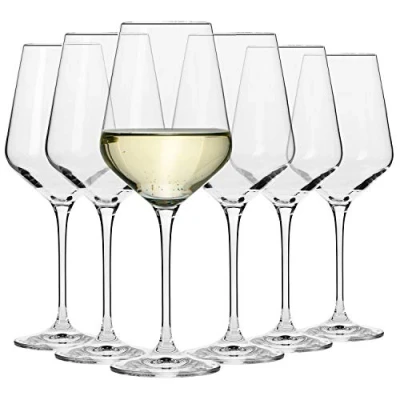 Afbeelding van KROSNO Hoog Witte Wijnglazen Set van 6 390 ML Avant Garde Collectie Kristalglas Perfect voor Thuis, Restaurants en Feesten Vaatwasser Veilig