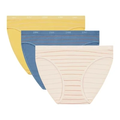 Afbeelding van DIM Les Pockets Comfortabele katoenen damesslip, 3 stuks, Stripy Pack