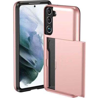 Afbeelding van iMoshion Hoesje Geschikt voor Samsung Galaxy S22 Ruimte 2 pasjes Backcover met pasjeshouder Rosé Goud