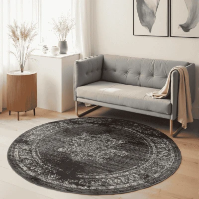 Afbeelding van Vloerkleed Rond Lydia Antraciet ø 160 cm Dekbed Discounter.nl
