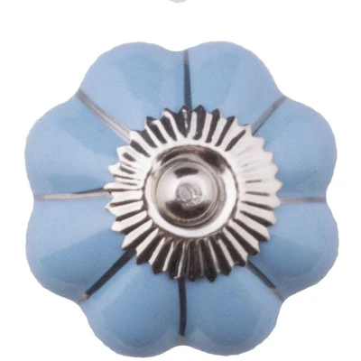 Afbeelding van Good in Style Meubelknop 40mm blauw zilver bloem