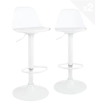 Afbeelding van KAYELLES GIS design keukenbarkrukken, set van 2 verstelbare barstoelen (volledig wit)