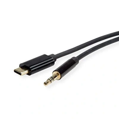 Afbeelding van USB C naar jack 3.5 mm kabel Roline 3 meter (Stereo, Verguld)