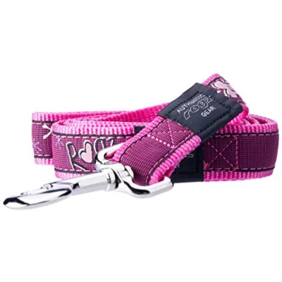 Afbeelding van ROGZ Classic Fancy Dress Hondenlijn / Hondenriem (HL02 CK) Nylon Pink Love XL Breedte 25 mm Lengte 120 cm