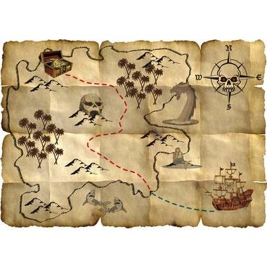 Afbeelding van Schatkaart Red Pirate 4 stuks