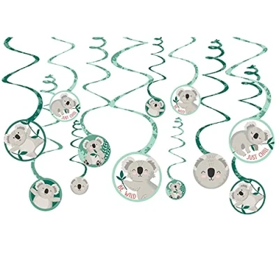 Afbeelding van Amscan 671134 Koala Kids Birthday Party Set van 12 decoratieve wervels om op te hangen