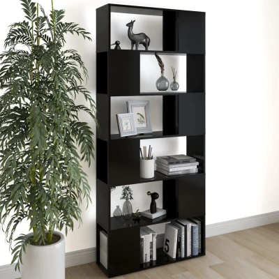 Afbeelding van Boekenkast/kamerscherm 80x24x186 cm spaanplaat zwart
