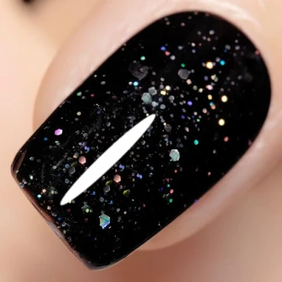 Afbeelding van YTD Likomey Gelnagellak, Semi permanent, Zwart, Glitter, 15 ml, Soak off, Uv, LED, Gellak, Manicure,