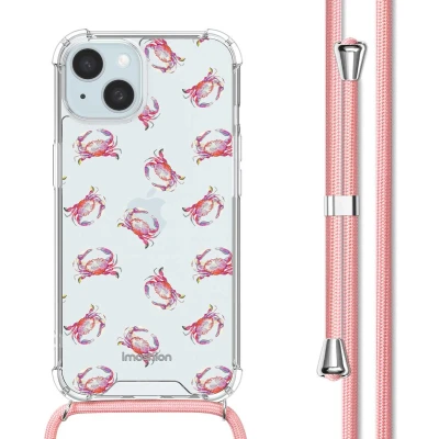 Afbeelding van iMoshion Hoesje Geschikt voor iPhone 15 met Koord Design Meerkleurig / Crab Watercolor