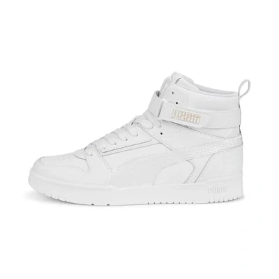 Afbeelding van Puma RBD GAME Unisex Sneakers hoog, Maat: 38, White/gold Leer en imitatieleer