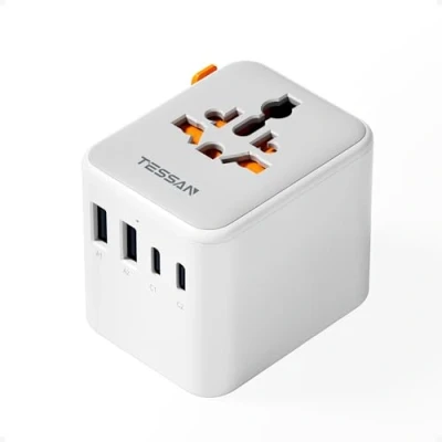 Afbeelding van TESSAN Adaptateur Prise Universelle, Chargeur Universel avec 2 USB C et A, Voyage pour USA Thaïlande Japon UK Brésil Australie Espagne Dominique Inde