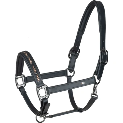 Afbeelding van Waldhausen Halster Crystal Leer Zwart/Grijs