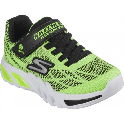 Afbeelding van Skechers Flex Glow Elite Vorlo sneakers voor jongens, Kunstrand, zwart, limoengroen