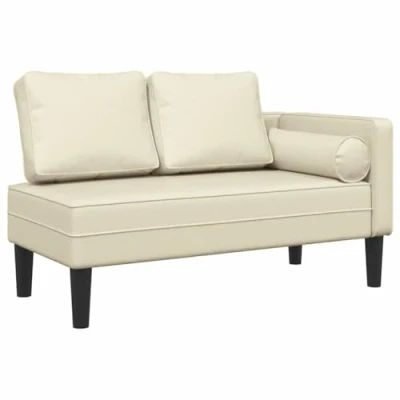 Afbeelding van vidaXL Chaise longue met kussens kunstleer crème