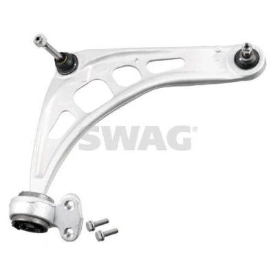 Afbeelding van SWAG 20 91 8803 Draagarm Met houder, borgmoer lager, draag/ stuur gewricht Vooras rechts, Onder Driehoeksdraagarm Aluminium BMW: 3 Touring