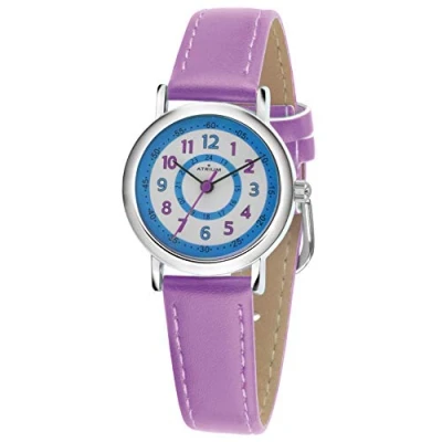 Afbeelding van ATRIUM Horloge Kind Kinderhorloge Meisje Paars 5 bar Waterdicht Leercijferblad Kunstleer Verstelbaar Bandje 13 17 cm Leren Duidelik Quartz Uurwerk Edelstalen Sluiting A31 108