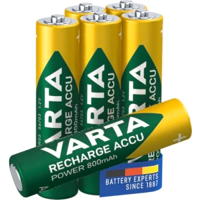 Afbeelding van VARTA Pack van 6 oplaadbare batterijen Accus AAA 800 mAh 1,2 V Ni Mh