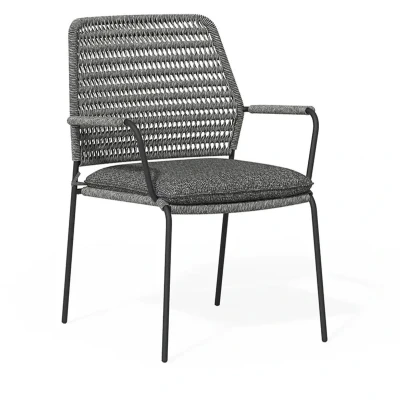 Afbeelding van Tierra Outdoor Dining Tuinstoel David Aluminium en Wicker Charcoal Incl. Zitkussen 1