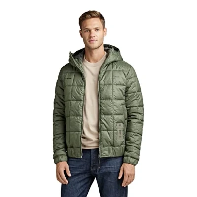 Afbeelding van G Star Meefic Square Quilted Hooded Winterjas, Heren, Maat: Small, Lt hunter