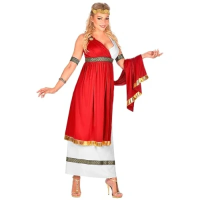 Afbeelding van Widmann Griekse &amp; Romeinse Oudheid Kostuum Keizerin Cornelia Cunicula Vrouw Rood, Wit / Beige Large Carnavalskleding Verkleedkleding