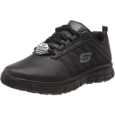 Afbeelding van Skechers Dames Sure Track Erath Ii Slip On Sneakers, zwart leer zwart, 41 EU