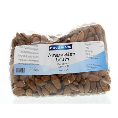 Afbeelding van Nova Vitae Amandelen Bruin Ongebrand Raw 1000 gram