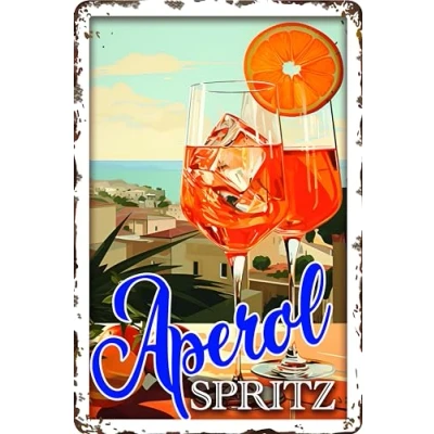 Afbeelding van Prosecco Retro metalen bord, 30 x 20 cm, voor bar, cocktailrecept, zomergevoel
