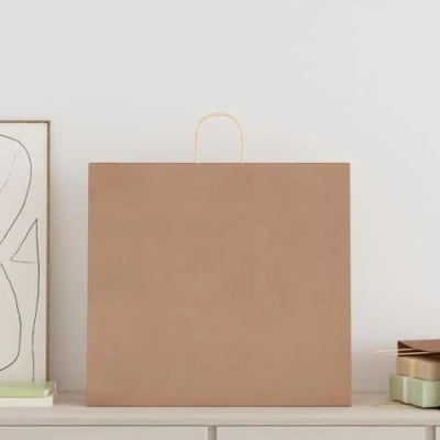 Afbeelding van Papieren kraftzakken 250 st met hengsels 54x15x49 cm bruin