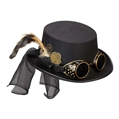 Afbeelding van WIDMANN Steampunk Top Hoed met bril en Clockwork Deco