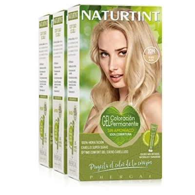 Afbeelding van Naturtint Biobased Ammoniakvrije kleuring 100% dekking van wit haar plantaardige ingrediënten natuurlijke en duurzame kleur 10N blond dageraad 3 stuks