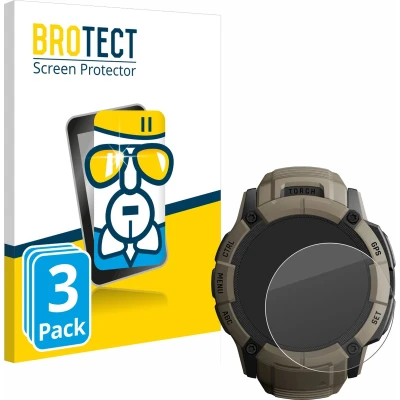 Afbeelding van BROTECT Screenprotector voor Garmin Instinct 2X Solar Tactical Edition Folie Beschermfolie Beschermglas transparant (3 Stuks)