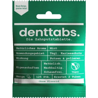 Afbeelding van Denttabs Tandpasta Tabletten Zonder Fluor Mint