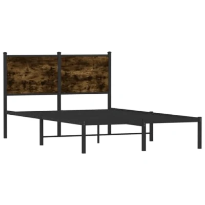 Afbeelding van Bedframe met hoofdbord metaal gerookt eikenkleurig 120x190 cm