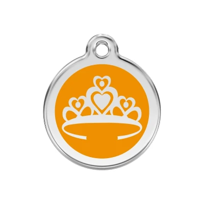Afbeelding van Crown Orange roestvrijstalen hondenpenning medium/gemiddeld dia. 3 cm RedDingo