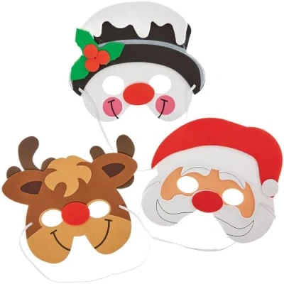 Afbeelding van Baker Ross FN356 Kerstmaskers van schuim, 6 stuks, kerstkostuums voor kinderen