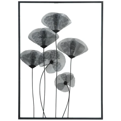 Afbeelding van Gilde Metalen Wanddeco Poppy Black 50x70