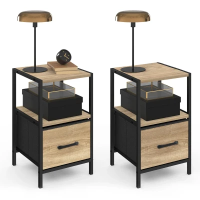 Image de Lot de 2 tables chevet UTAH 1 tiroir et niche