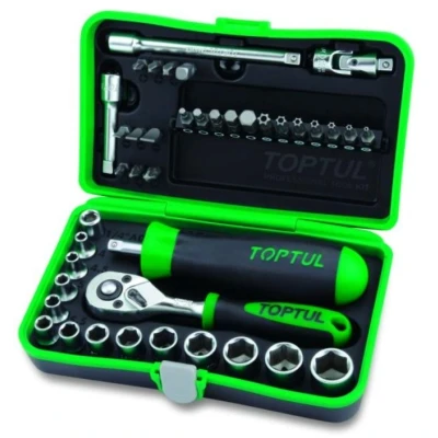 Afbeelding van TOPTUL GADW4101 Doppenset 41 Kruisgleuf (PH), Zeskant, Pozidriv (PZ), Torx, Torx TR, Gesplitst 1/4 Met ratelfunctie