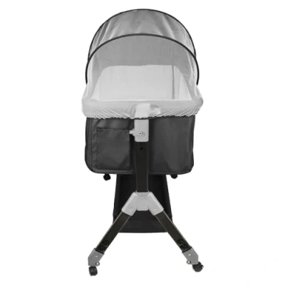 Afbeelding van wieg met matras, 3 in 1 cododo matras en muggennet, babybedden, 4 wieg, verstelbare hoogtes, 104 x 52 100 110 cm (4 hoogtes), zwart