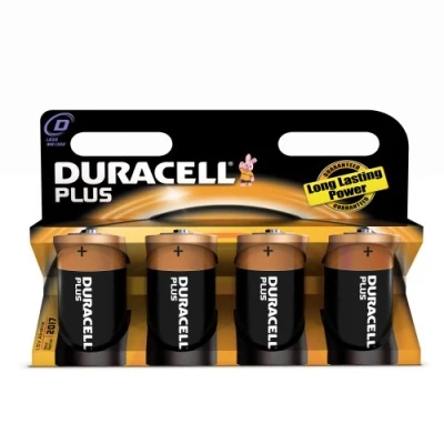 Afbeelding van Duracell 75051880 alkaline batterij D x 4 Plus