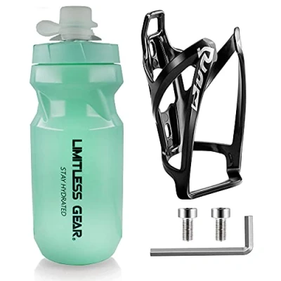 Afbeelding van fiets bidonhouder met 21 Oz fietsfles, lichtgewicht fietsbekerhouder schroeven BPA vrije fietsbidon voor fiets, racefiets, mountainbike, elektrische (groen)