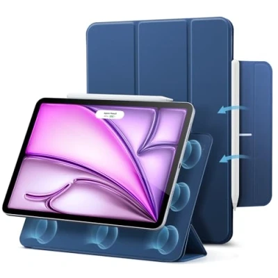 Afbeelding van ESR Beschermhoes voor iPad Air 13 inch M2 2024, Pro 12,9 (2022/2021/2020), magnetische hoes met trifold standaard, haak, houder Pro/Pencil USB C pen, automatische