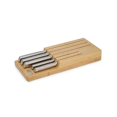 Afbeelding van Joseph Elevate Steel Messen met Houder voor Lade Bamboe 5 Delig Roestvast Staal Bruin