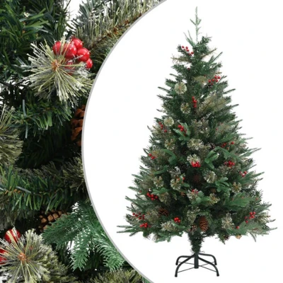 Afbeelding van Kerstboom met dennenappels 120 cm PVC en PE groen