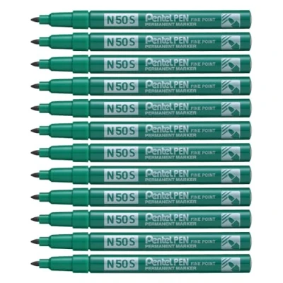 Afbeelding van Pentel N50s permanente marker, ronde punt, groen, 12 stuks