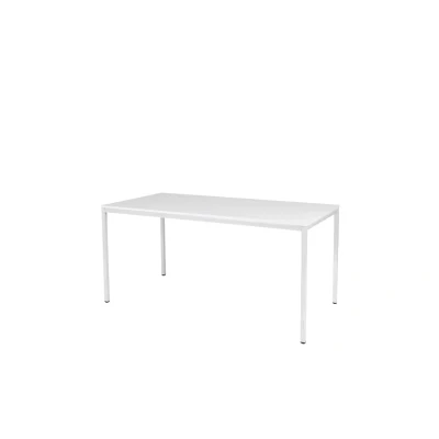 Afbeelding van Domino Basic bureautafel, vaste hoogte met 160x80cm krijtwit 25mm blad en wit (RAL9010) 4 poot frame