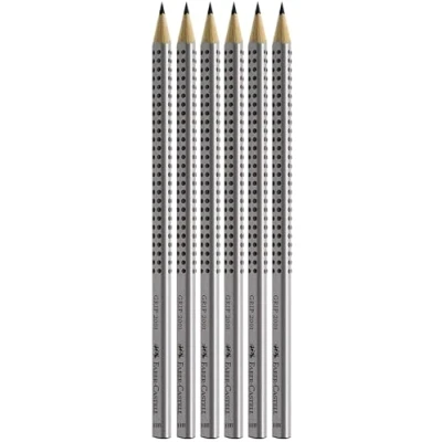 Image de Faber Castell 117697 6 crayons GRIP 2001, dureté : HB, couleur de la tige argent