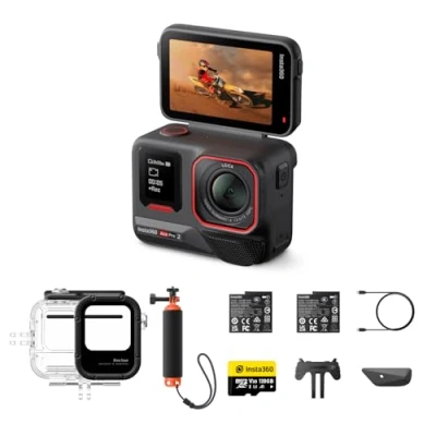 Afbeelding van Insta360 Ace Pro 2 stuks 8K waterdichte actiecamera met Leica sensor, 1/1,3 inch KI dual chip systeem, prestaties bij weinig licht, betere audio, flip display en AI editie