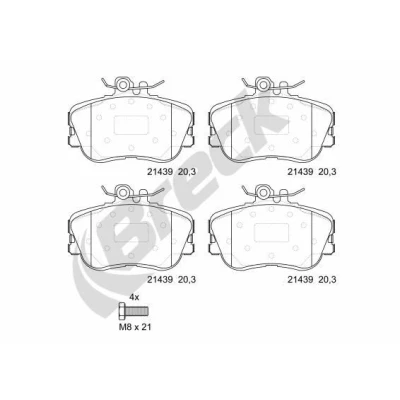 Afbeelding van BRECK 21439 00 701 10 Remblokkenset Geschikt voor slijtage waarschuwingscontact MERCEDES BENZ: C Class Saloon, T modell